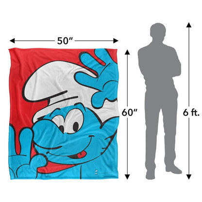 Red-Blue-White - Side - The Smurfs Silky Close Up Supersoft Blanket