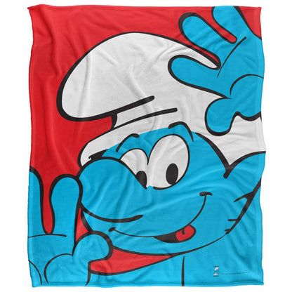 Red-Blue-White - Front - The Smurfs Silky Close Up Supersoft Blanket