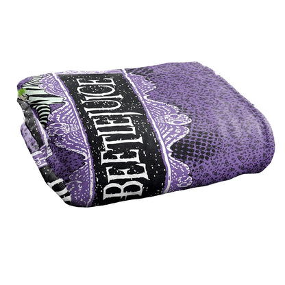 Purple-Black - Back - Beetlejuice Silky Logo Supersoft Blanket