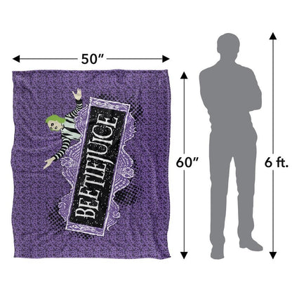 Purple-Black - Pack Shot - Beetlejuice Silky Logo Supersoft Blanket