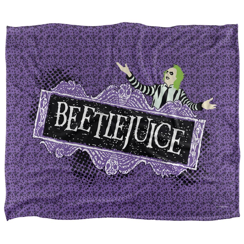 Purple-Black - Front - Beetlejuice Silky Logo Supersoft Blanket