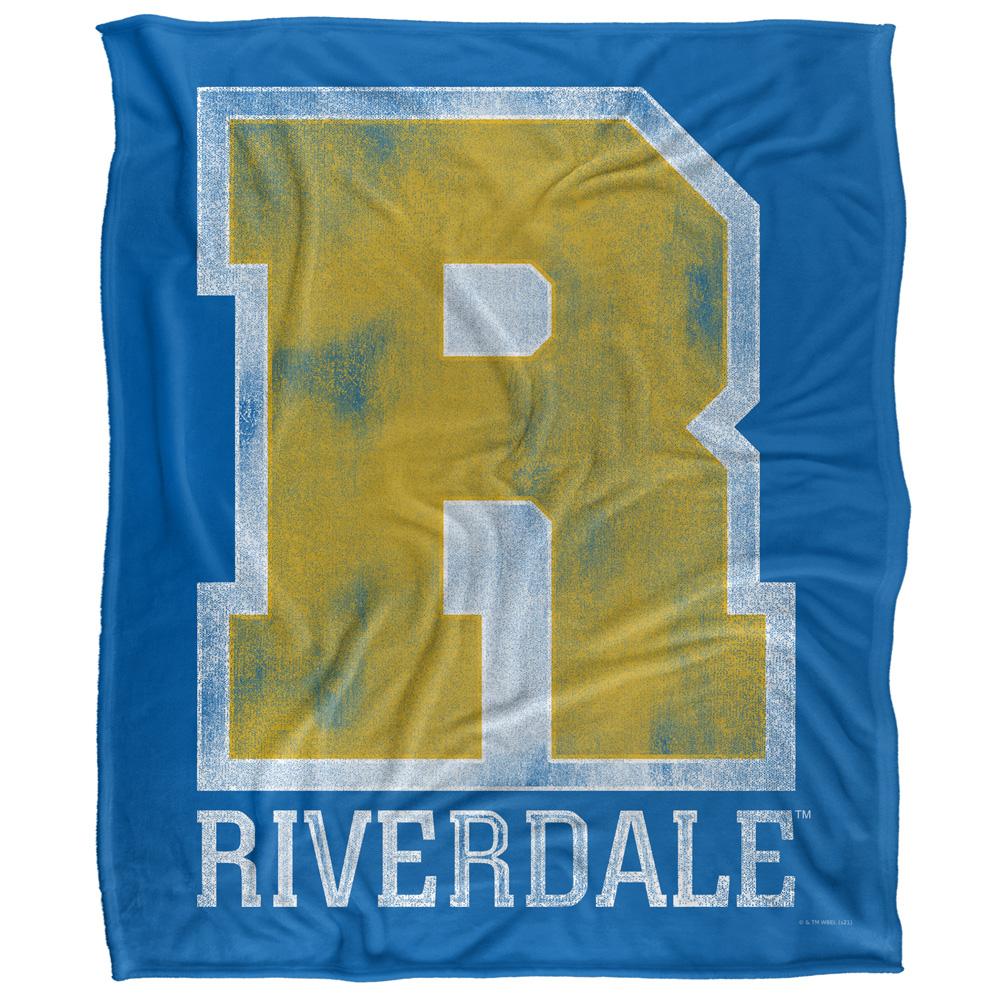 Blue-Yellow-White - Front - Riverdale Silky Varsity Supersoft Blanket