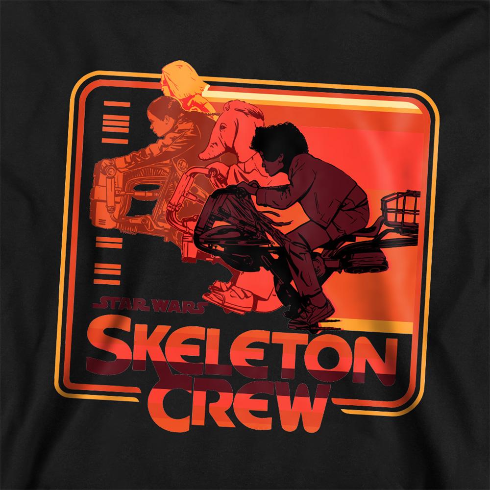 Black - Back - Star Wars: Skeleton Crew Childrens-Kids Retro Badge Hoodie