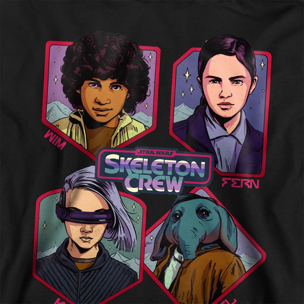 Navy - Back - Star Wars: Skeleton Crew Childrens-Kids Hero Badges Hoodie