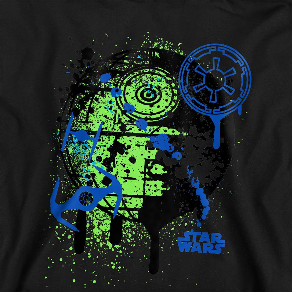 Black - Back - Star Wars: The Empire Strikes Back Childrens-Kids Death Star Graffiti Hoodie