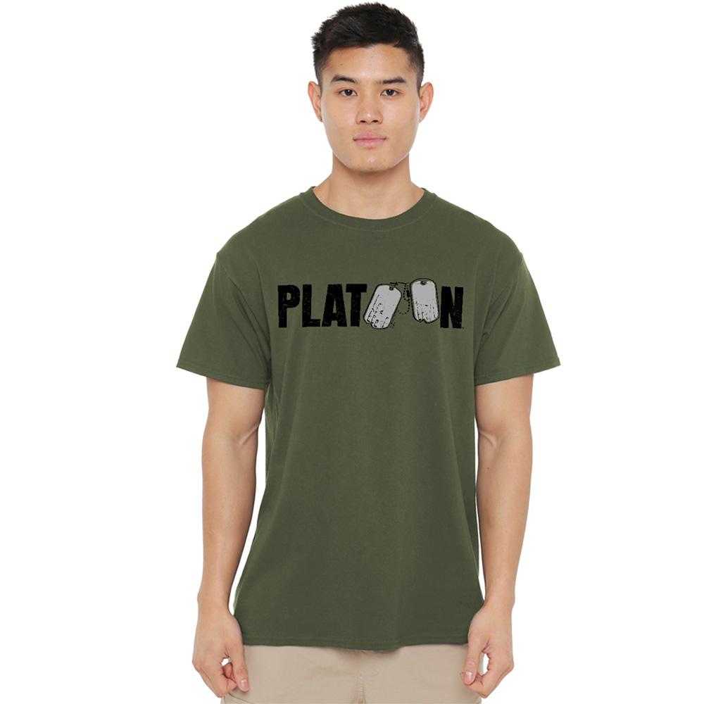 Military Green - Back - Platoon Unisex Adult Logo T-Shirt