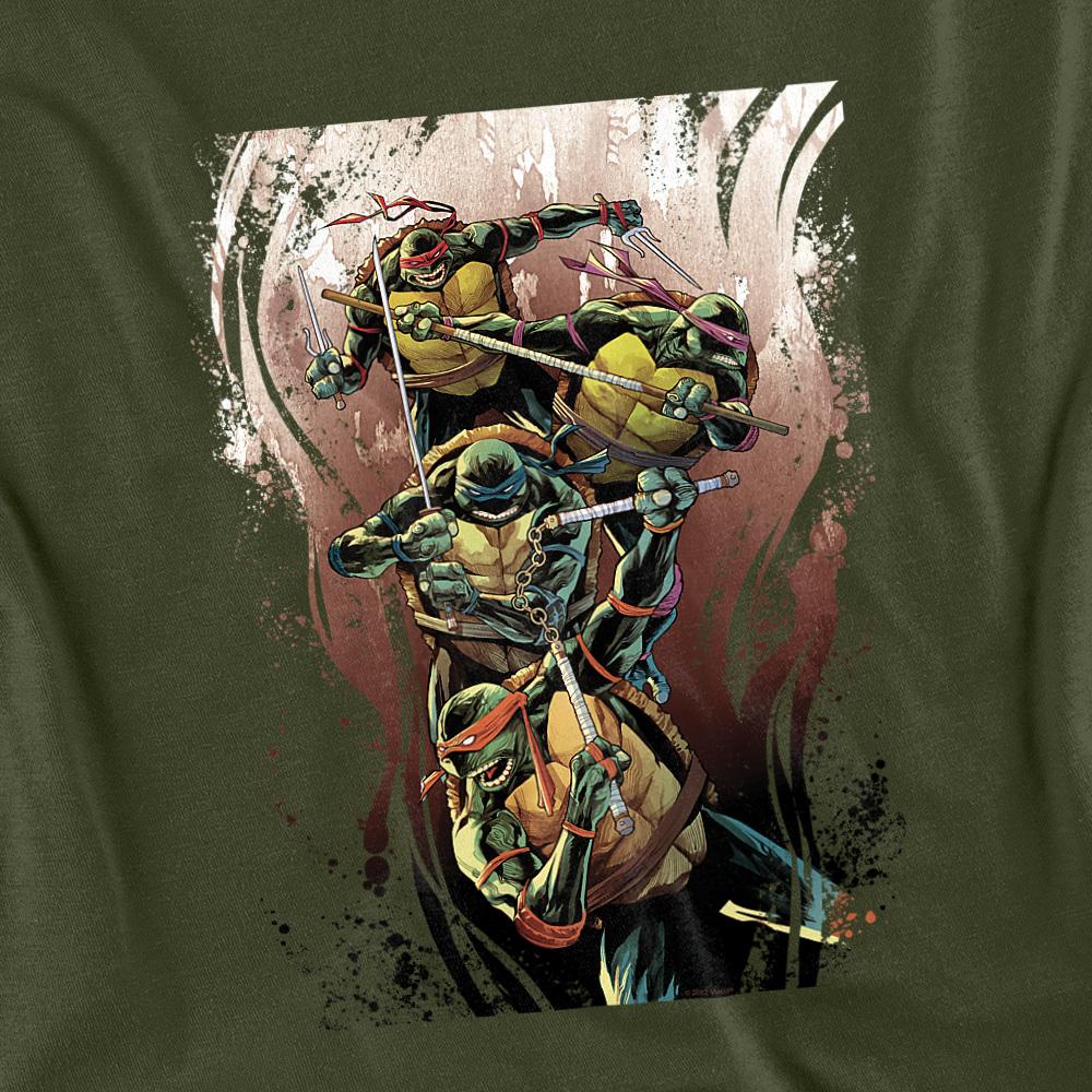 Military Green - Back - Teenage Mutant Ninja Turtles Unisex Adult Earthy Rainbow Warriors T-Shirt