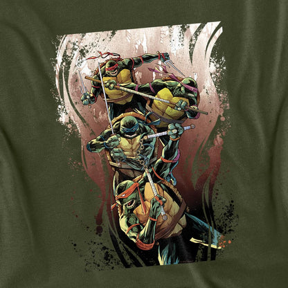 Military Green - Back - Teenage Mutant Ninja Turtles Unisex Adult Earthy Rainbow Warriors T-Shirt