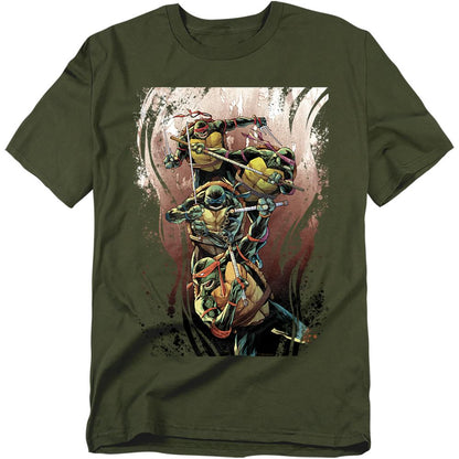 Military Green - Front - Teenage Mutant Ninja Turtles Unisex Adult Earthy Rainbow Warriors T-Shirt