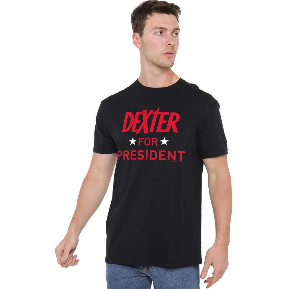 Black - Back - Dexter Unisex Adult Dexter For President T-Shirt