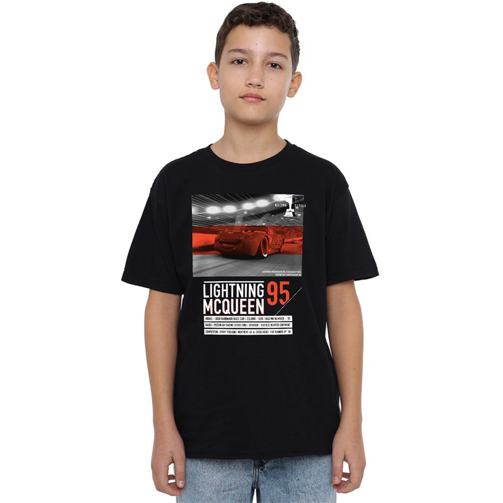 Black - Back - Cars Boys Speedway 95 Lightning McQueen T-Shirt