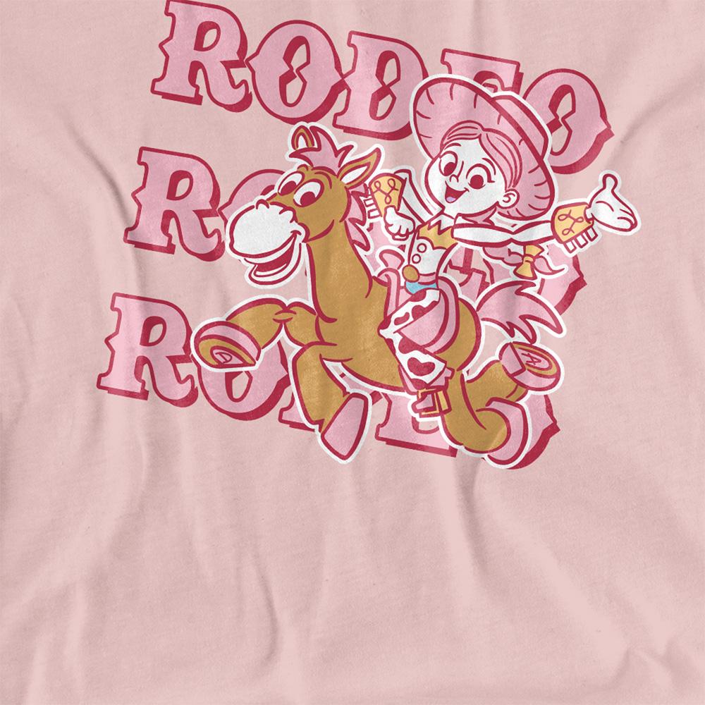 Powder Rose - Side - Disney Pixar Womens-Ladies Rodeo Jessie & Bullseye T-Shirt