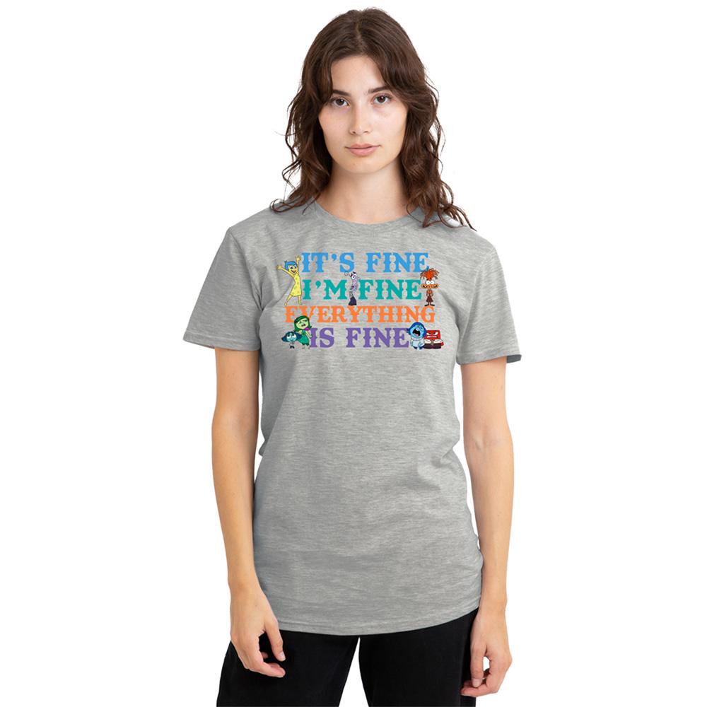 Heather Grey - Back - Disney Pixar Womens-Ladies Its Fine Im Fine Inside Out Heather T-Shirt