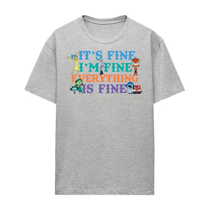 Heather Grey - Front - Disney Pixar Womens-Ladies Its Fine Im Fine Inside Out Heather T-Shirt