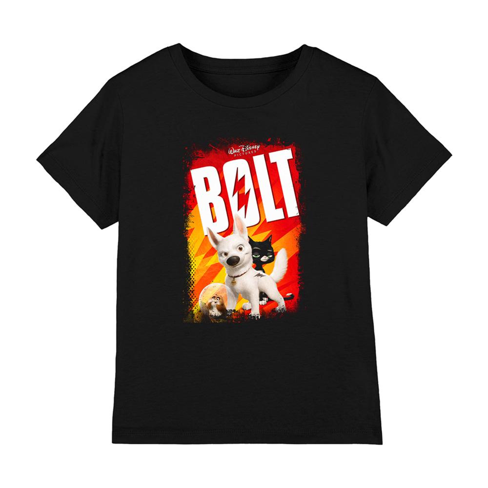 Black - Front - Disney Pixar Boys Bolt Poster T-Shirt