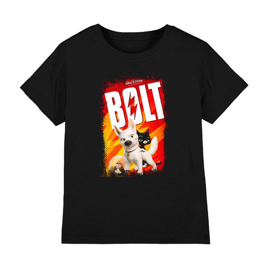 Black - Front - Disney Pixar Boys Bolt Poster T-Shirt
