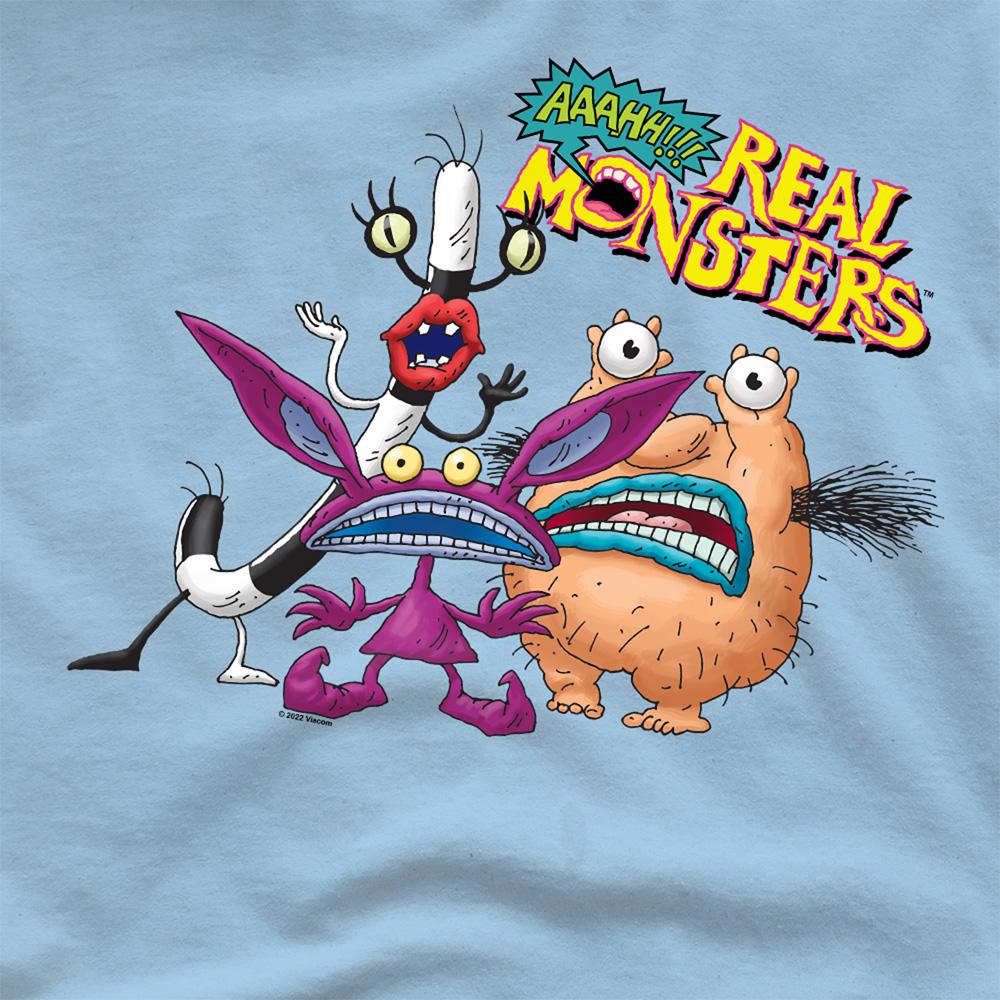 Light Blue - Side - Aaahh!!! Real Monsters Unisex Adult Oblina, Ickis & Krumm T-Shirt