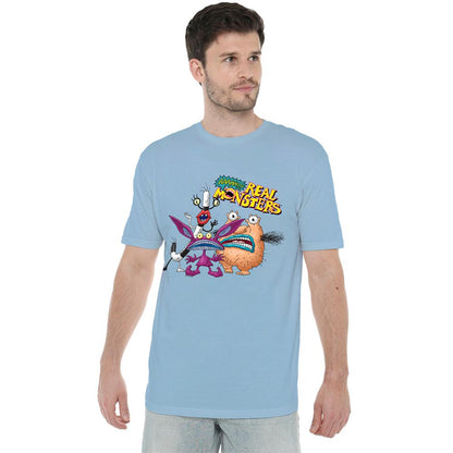 Light Blue-Light Blue - Back - Aaahh!!! Real Monsters Unisex Adult Oblina, Ickis & Krumm T-Shirt