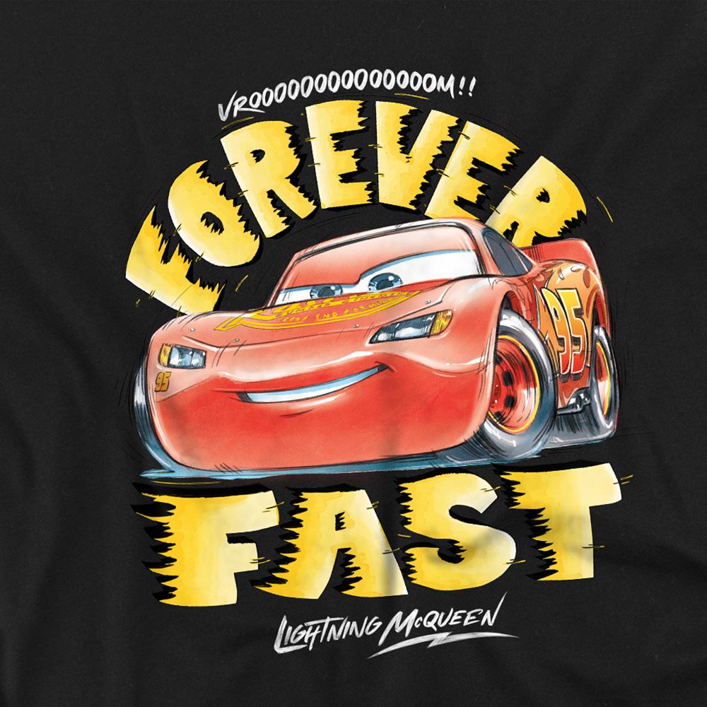 Black - Side - Cars Boys Forever Fast Lightning McQueen T-Shirt
