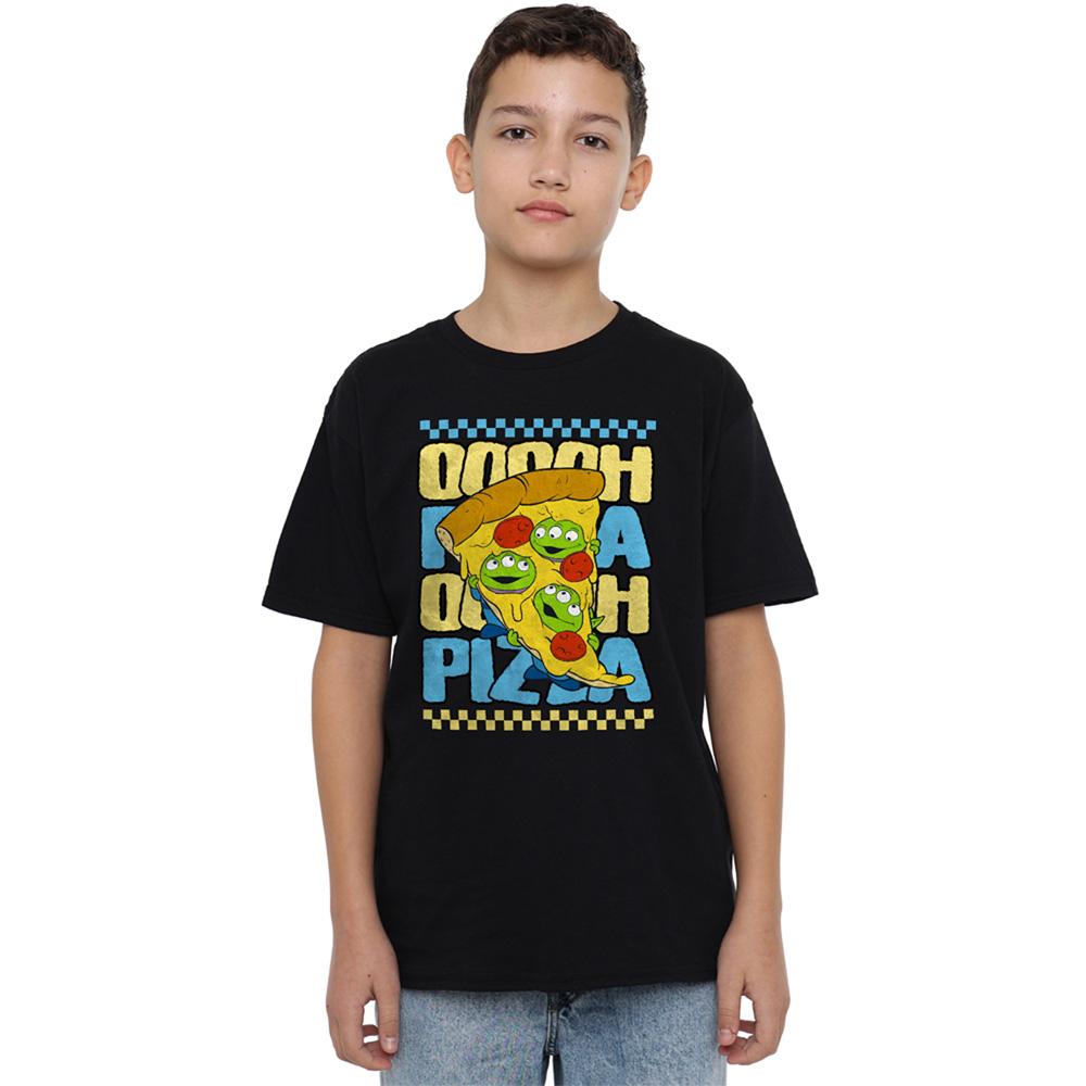 Black - Back - Toy Story Boys Ooooh Pizza Aliens T-Shirt