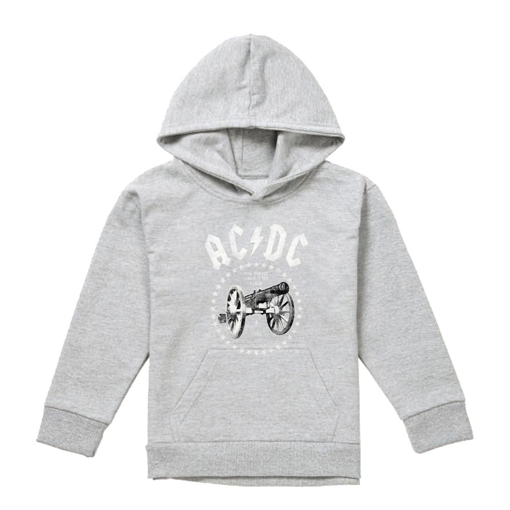 Athletic Heather-Athletic Heather - Lifestyle - AC-DC Childrens-Kids About To Rock Cannon Pull Over Hoodie