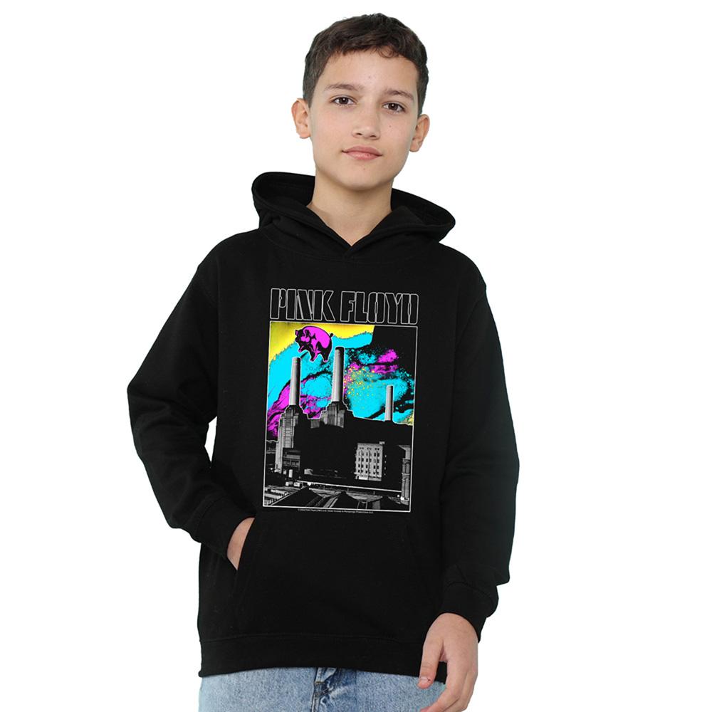 Athletic Heather - Front - Pink Floyd Childrens-Kids Animals Sky Pull Over Hoodie