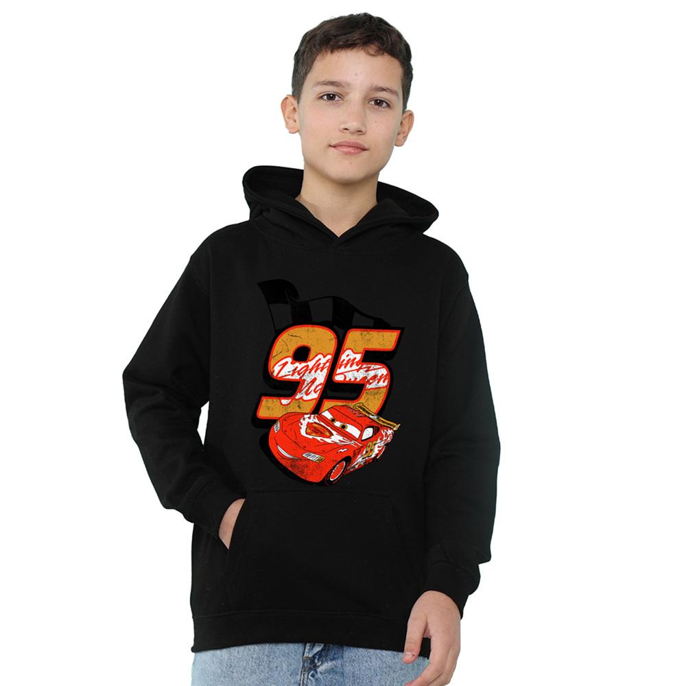 Athletic Heather - Front - Cars Childrens-Kids 95 Lightning McQueen Hoodie