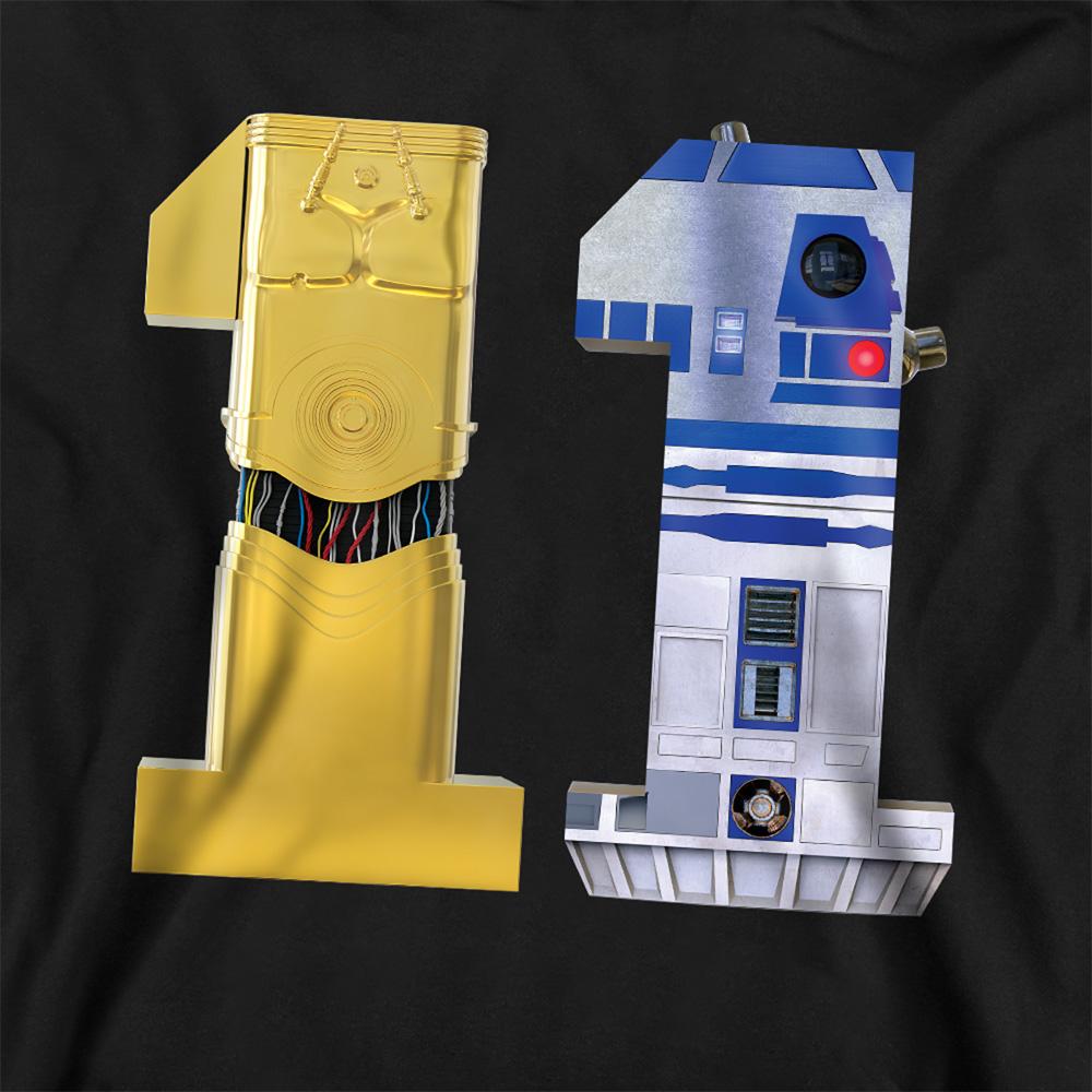 Athletic Heather - Back - Star Wars Childrens-Kids C3PO R2-D2 11th Birthday Hoodie