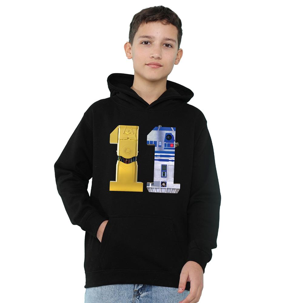 Athletic Heather - Front - Star Wars Childrens-Kids C3PO R2-D2 11th Birthday Hoodie