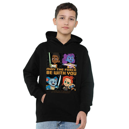 Navy - Front - Star Wars: Young Jedi Adventures Childrens-Kids Among The Stars Hoodie