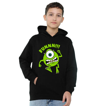 Athletic Heather - Front - Monsters University Childrens-Kids Run Mike Wazowski Hoodie