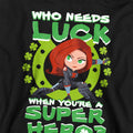 Athletic Heather - Back - Black Widow Childrens-Kids Lucky Super Hero Heather Pull Over St Patricks Day Hoodie