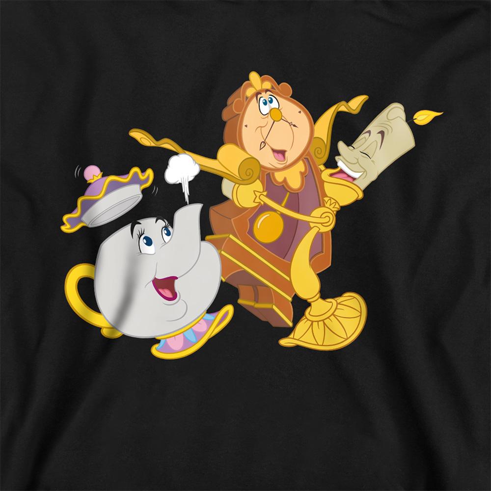 Athletic Heather-Athletic Heather - Back - Beauty And The Beast Childrens-Kids Potts Cogsworth Lumiere Heather Hoodie