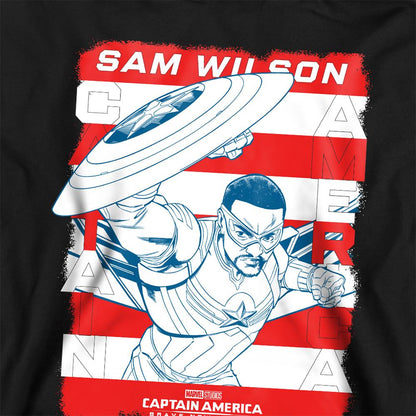 Athletic Heather - Back - Captain America Childrens-Kids Sam Wilson American Flag Heather Hoodie