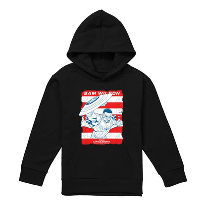 Athletic Heather - Lifestyle - Captain America Childrens-Kids Sam Wilson American Flag Heather Hoodie