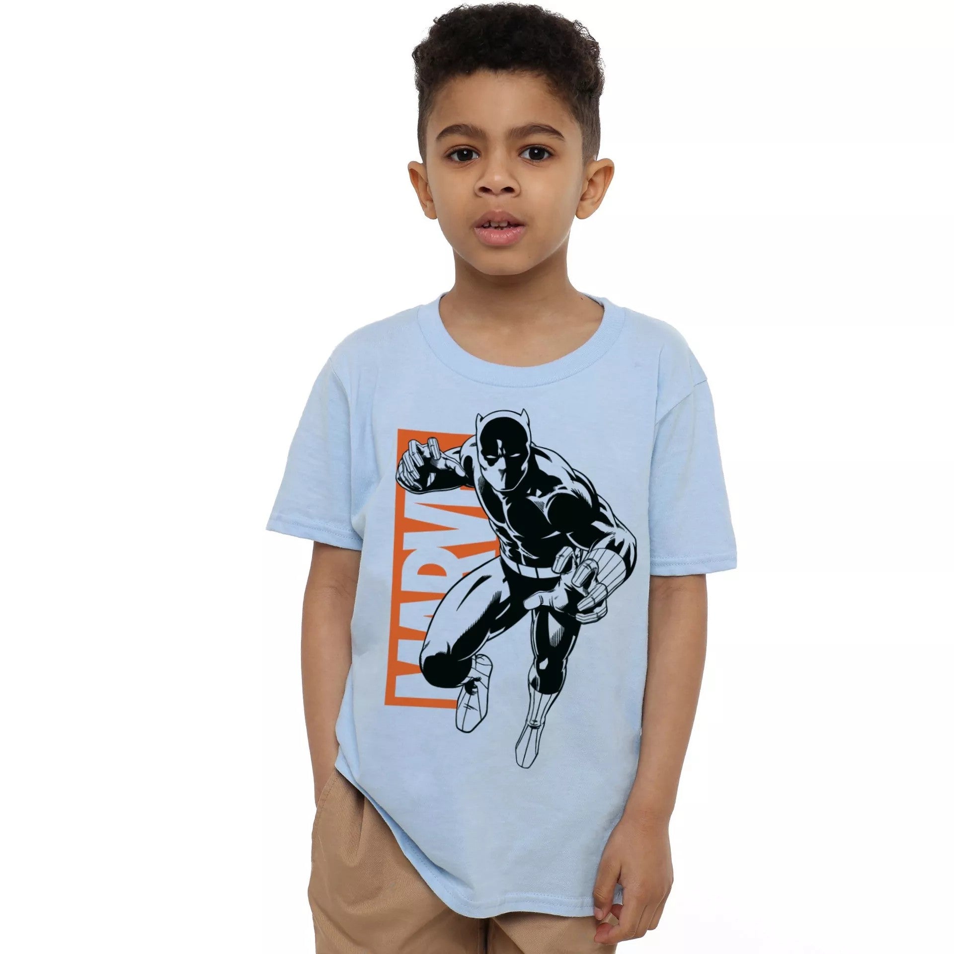 Light Blue - Side - Marvel Childrens-Kids Black Panther Jumping T-Shirt