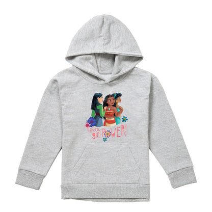 Athletic Heather - Front - Disney Princess Childrens-Kids Extra Girl Power! Mulan Moana Jasmine Heather Hoodie