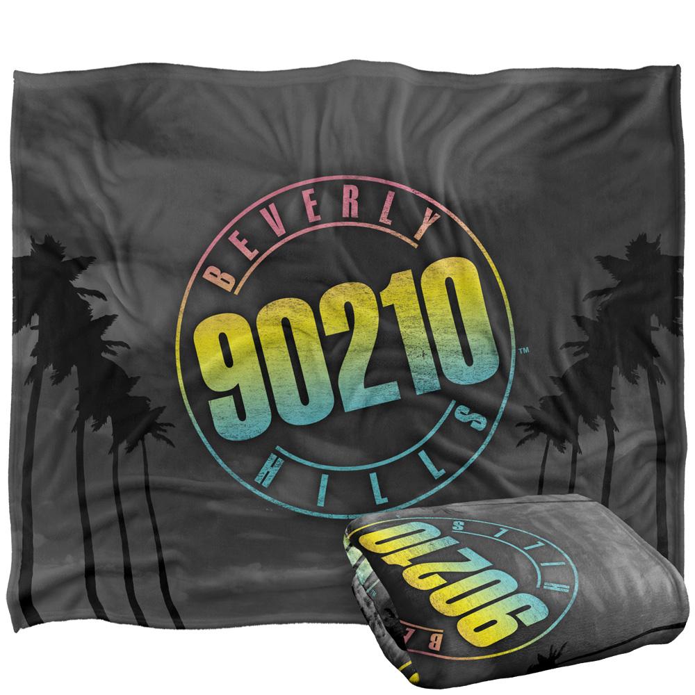 White - Back - 90210 Beverly Hills Silky Palm Tree Supersoft Blanket
