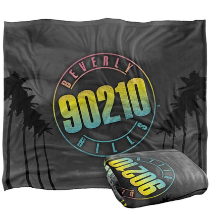 White - Back - 90210 Beverly Hills Silky Palm Tree Supersoft Blanket