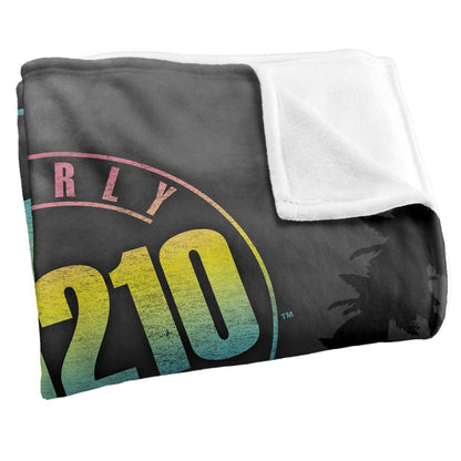 White - Side - 90210 Beverly Hills Silky Palm Tree Supersoft Blanket