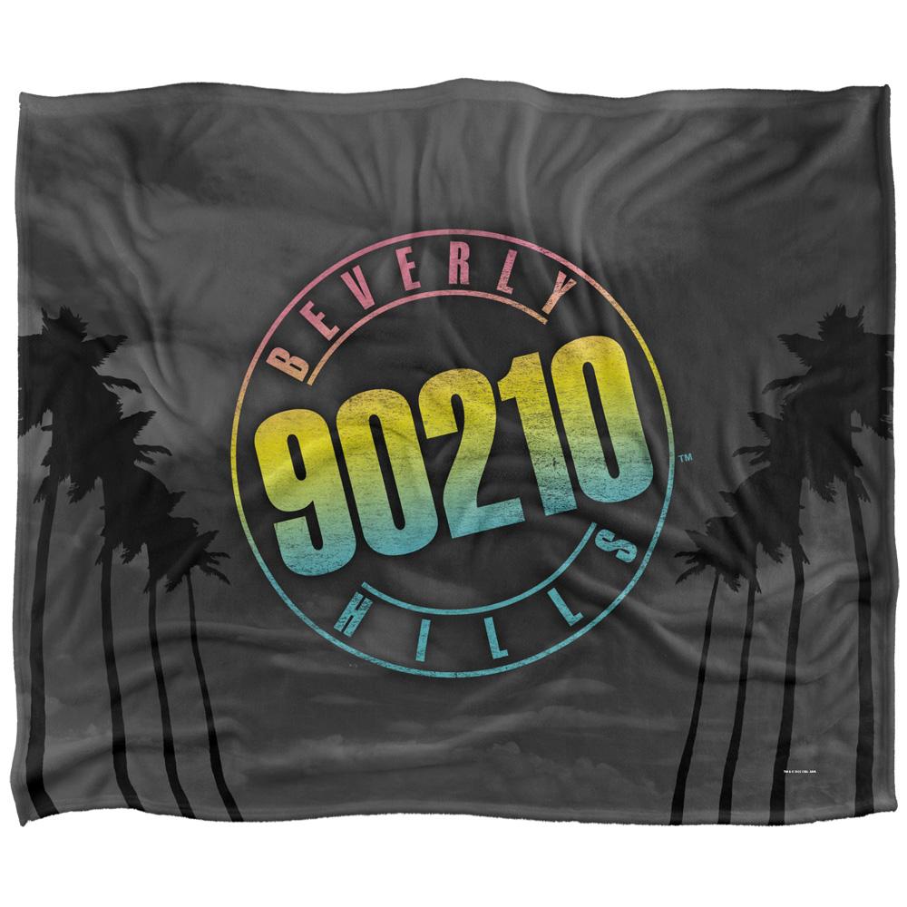 White - Front - 90210 Beverly Hills Silky Palm Tree Supersoft Blanket