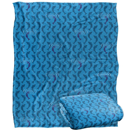 Blue - Back - JQ Licensing Silky Trout Supersoft Blanket