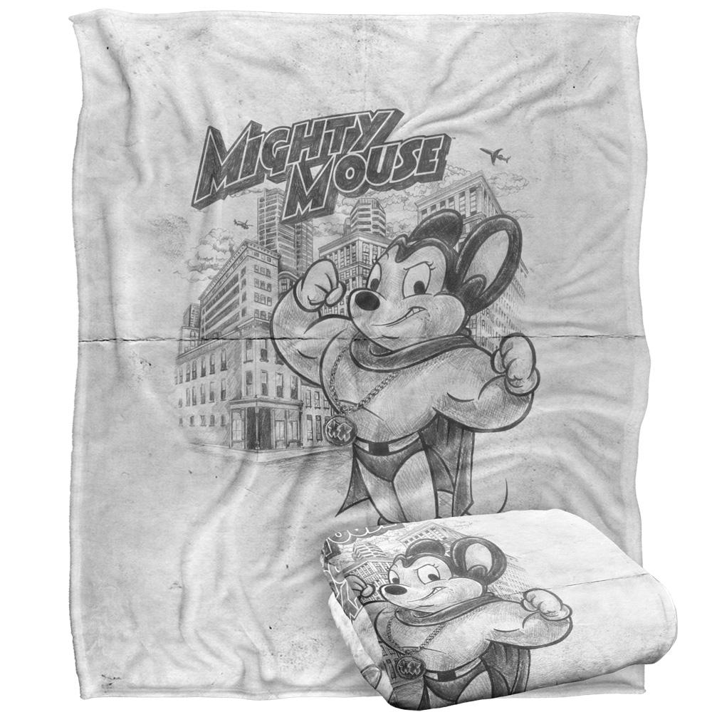 Dark Grey - Back - Mighty Mouse Silky Sketch Supersoft Blanket