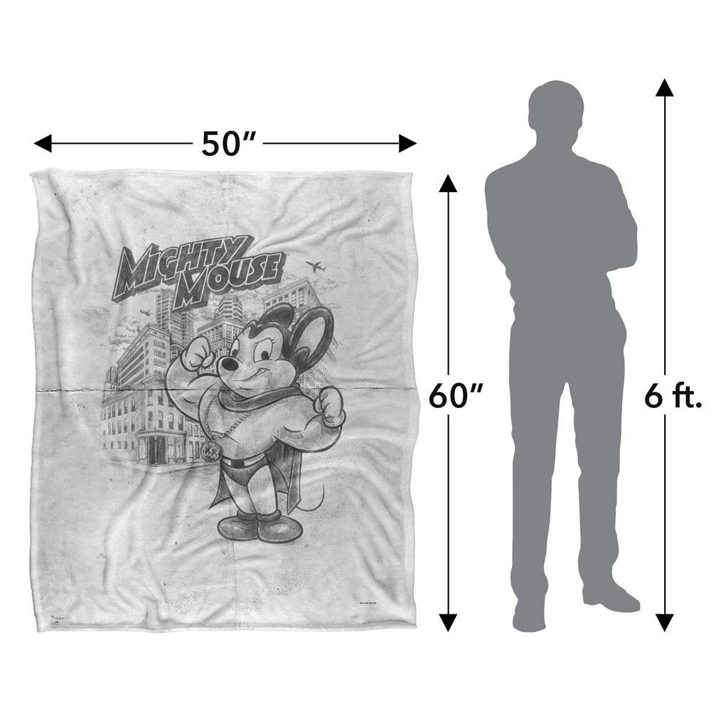Dark Grey - Pack Shot - Mighty Mouse Silky Sketch Supersoft Blanket