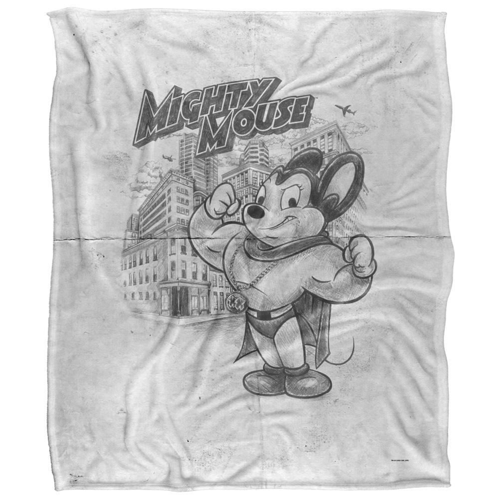 Dark Grey - Front - Mighty Mouse Silky Sketch Supersoft Blanket