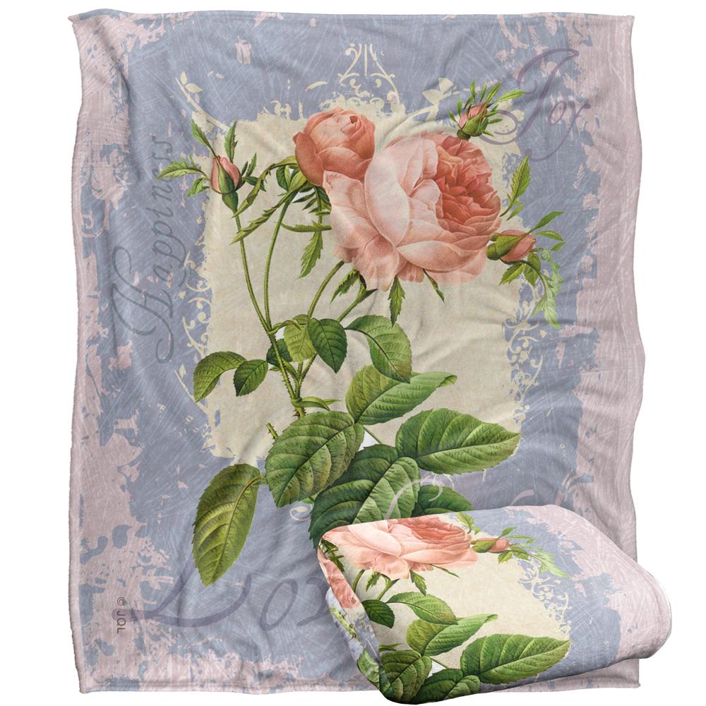 Multicoloured - Back - JQ Licensing Love Happiness Joy Silky Flowers Supersoft Blanket