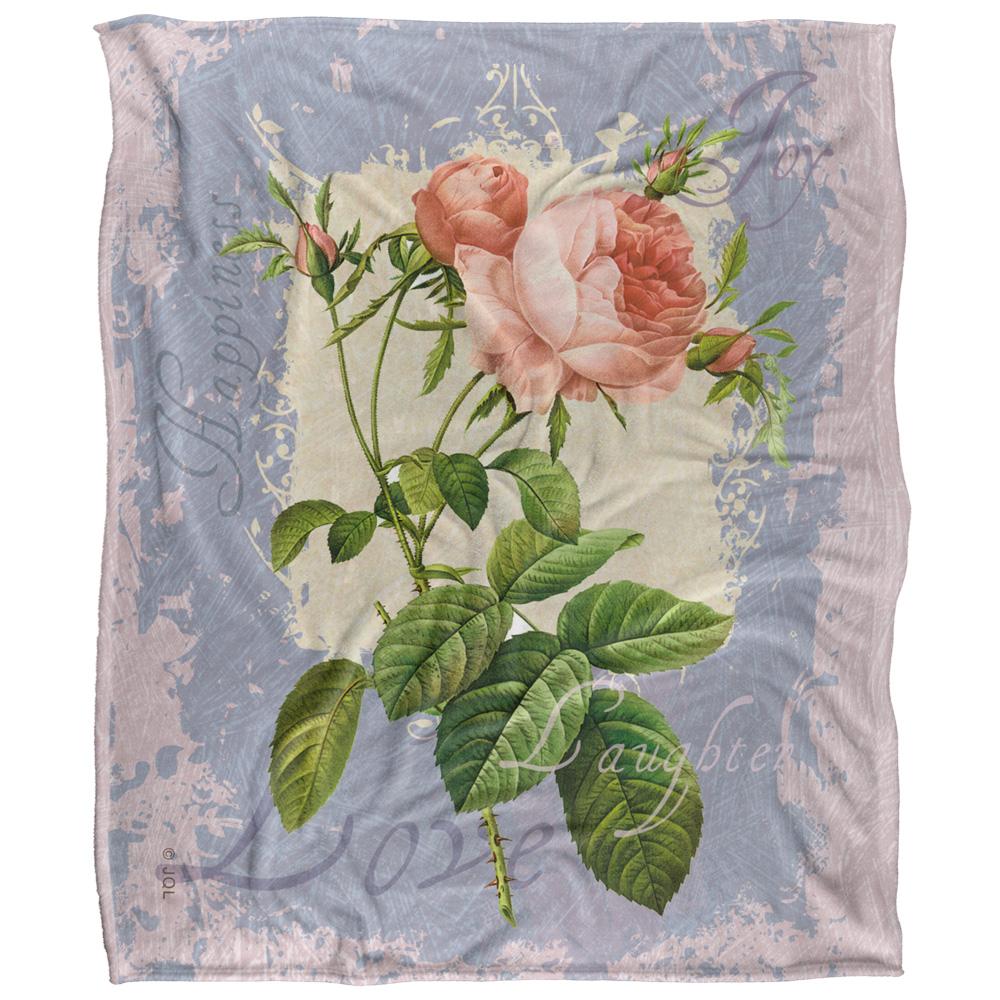 Multicoloured - Front - JQ Licensing Love Happiness Joy Silky Flowers Supersoft Blanket