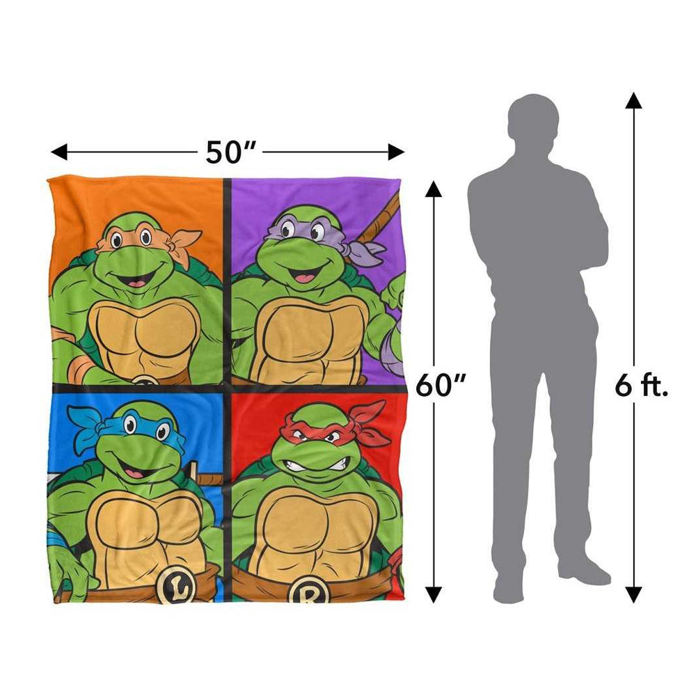 Multicoloured - Side - TMNT Silky Tiles Supersoft Blanket