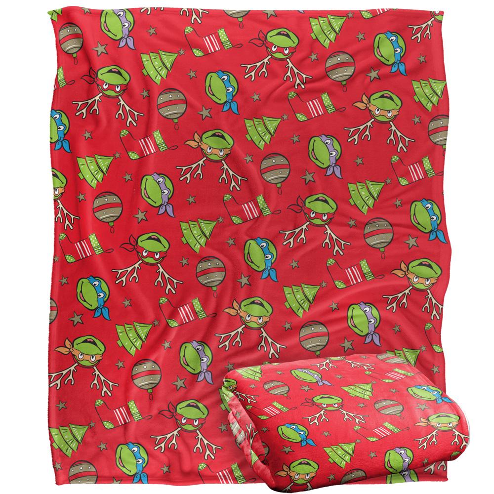 Multicoloured - Back - TMNT Silky Patterned Christmas Supersoft Blanket