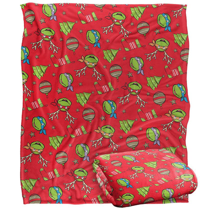 Multicoloured - Back - TMNT Silky Patterned Christmas Supersoft Blanket